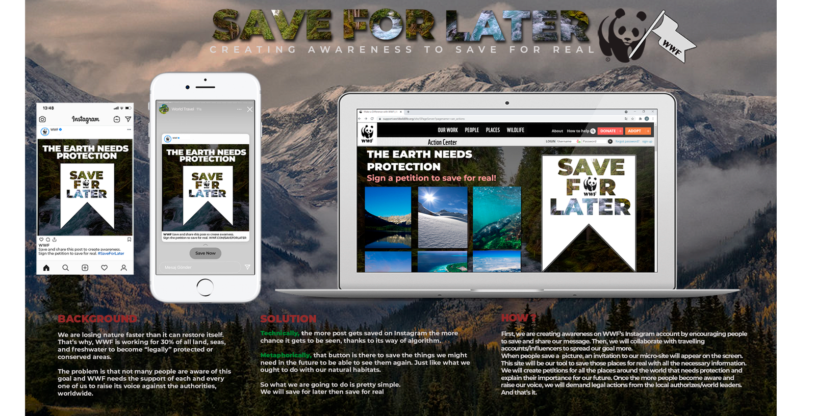 Save for Later — original WWF concept board by Derek and Basak